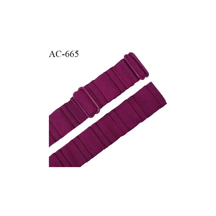 Bretelle 20 mm lingerie SG haut de gamme grande marque couleur violine 2 barrettes largeur 20 mm longueur 33 cm prix à la pièce