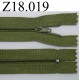 fermeture éclair longueur 18 cm couleur vert non séparable zip nylon largeur 2.5 cm verte