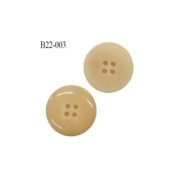 Bouton 22 mm en pvc 4 trous couleur beige diamètre 22 mm prix à l'unité