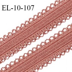 Elastique 10 mm lingerie haut de gamme couleur terracotta largeur 10 mm + 2 mm de picots de chaque côté prix au mètre