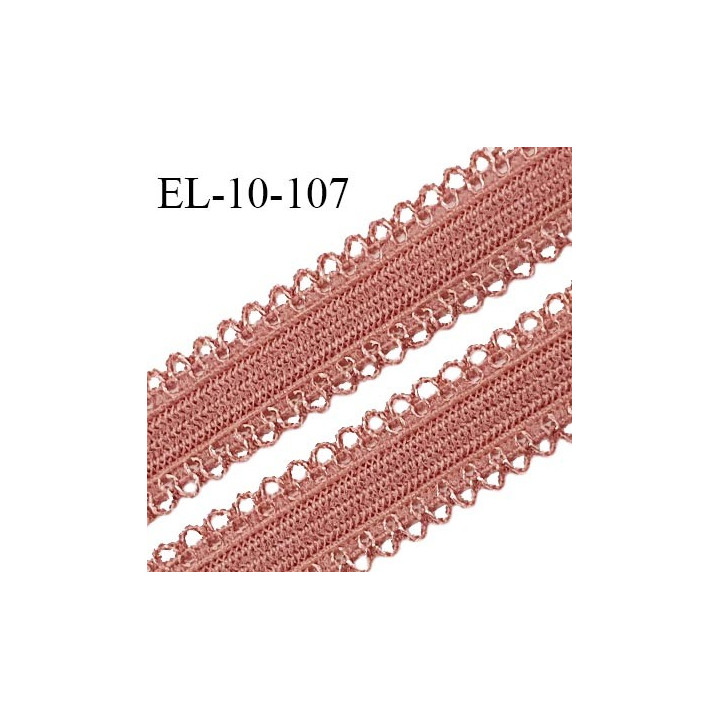 Elastique 10 mm lingerie haut de gamme couleur terracotta largeur 10 mm + 2 mm de picots de chaque côté prix au mètre