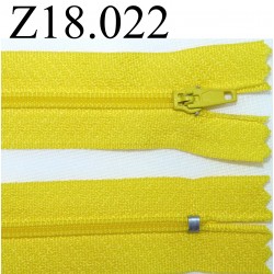 fermeture zip à glissière longueur 18 cm couleur jaune non séparable zip nylon largeur 2.5 cm