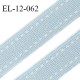 Elastique 12 mm lingerie haut de gamme couleur bleu ciel satiné avec surpiqure blanche largeur 12 mm prix au mètre