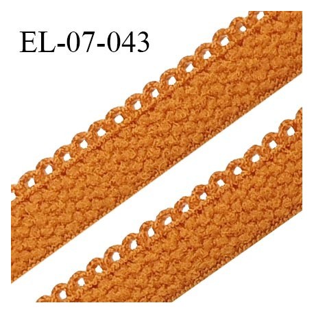 Elastique lingerie picot 7 mm + 2 mm picot couleur jaune ocre grande marque fabriqué en France largeur 7 mm + 2 prix au mètre
