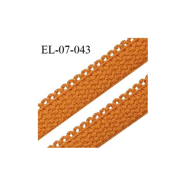 Elastique lingerie picot 7 mm + 2 mm picot couleur jaune ocre grande marque fabriqué en France largeur 7 mm + 2  prix au mètre