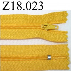 fermeture zip à glissière longueur 18 cm couleur jaune non séparable zip nylon largeur 2.5 cm