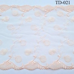 Dentelle broderie 23 cm tulle lycra très haut de gamme largeur 23 centimètres couleur champagne rosé très belle prix pour 10 cm