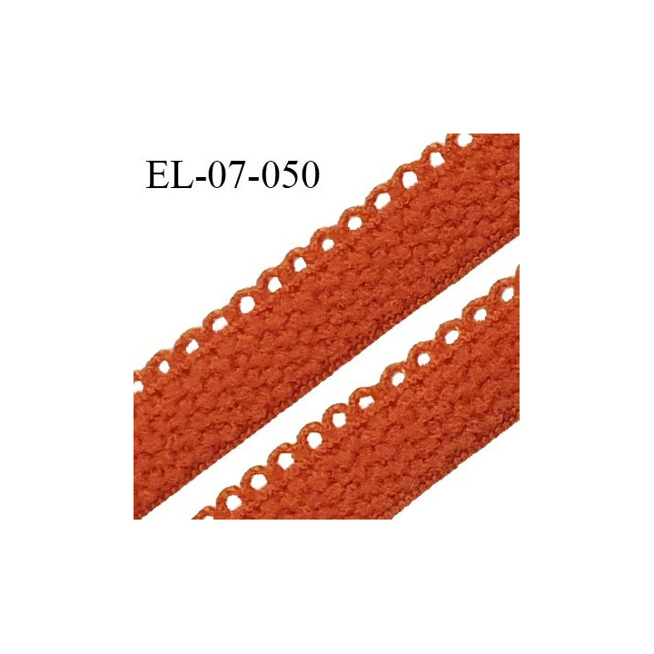 Elastique lingerie picot 7 mm + 2 mm picot couleur orange safran grande marque fabriqué en France largeur 7 mm + 2 prix au mètre