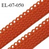 Elastique lingerie picot 7 mm + 2 mm picot couleur orange safran grande marque fabriqué en France largeur 7 mm + 2 prix au mètre