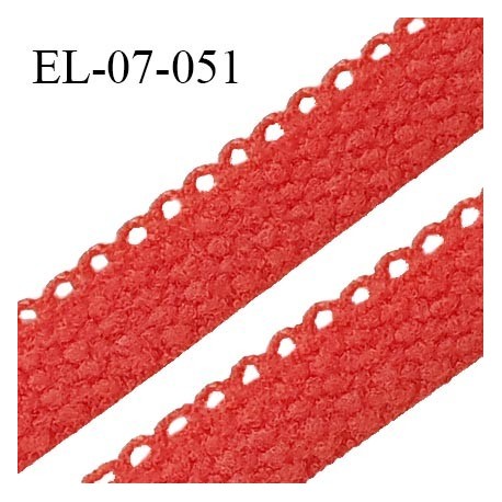 Elastique lingerie picot 7 mm + 2 mm picot couleur rose vitamine grande marque fabriqué en France largeur 7 mm + 2 prix au mètre