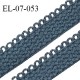 Elastique lingerie 7 mm + 2 mm picots couleur bleu tempête grande marque fabriqué en France largeur 7 mm + 2 prix au mètre