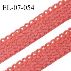 Elastique lingerie 7 mm + 2 mm picots couleur rose orangé grande marque fabriqué en France largeur 7 mm + 2 prix au mètre