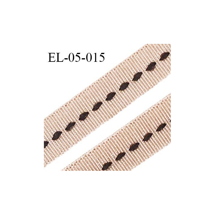 Elastique 5 mm lingerie haut de gamme fabriqué en France couleur dune satiné avec surpiqure noire au centre prix au mètre