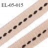 Elastique 5 mm lingerie haut de gamme fabriqué en France couleur dune satiné avec surpiqure noire au centre prix au mètre