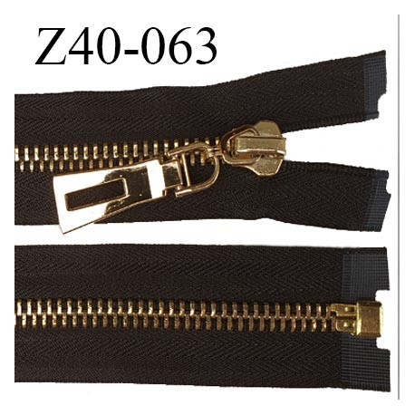 Fermeture zip 40 cm séparable couleur noir zip glissière métal doré largeur 6 mm longueur 40 cm