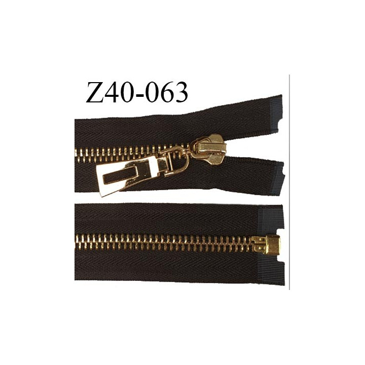 Fermeture zip 40 cm séparable couleur noir zip glissière métal doré largeur 6 mm longueur 40 cm
