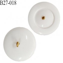 Bouton 27 mm couleur blanc en pvc accroche avec un anneau doré diamètre 27 mm épaisseur 6 mm prix à la pièce