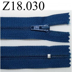 fermeture zip à glissière longueur 18 cm couleur bleu non séparable zip nylon largeur 2.5 cm