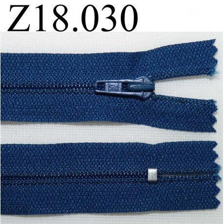 fermeture éclair longueur 18 cm couleur bleu non séparable zip nylon largeur 2.5 cm