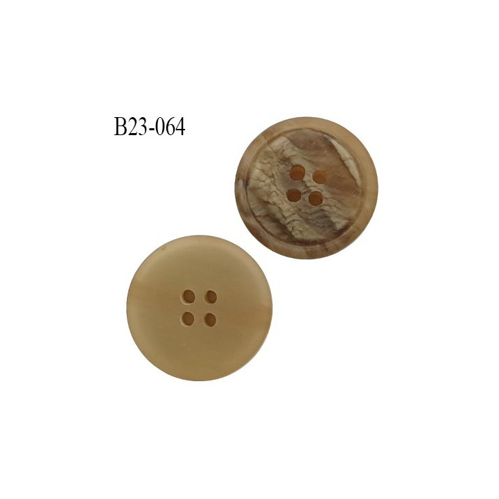 Bouton 23 mm 4 trous couleur beige effet corne diamètre 23 mm épaisseur 5.8 mm prix à l'unité