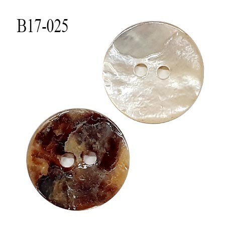 Bouton 17 mm en nacre 2 trous diamètre 17 mm épaisseur 1.7 mm prix à l'unité