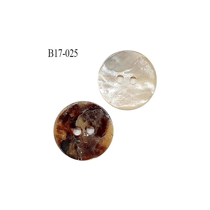 Bouton 17 mm en nacre 2 trous diamètre 17 mm épaisseur 1.7 mm prix à l'unité