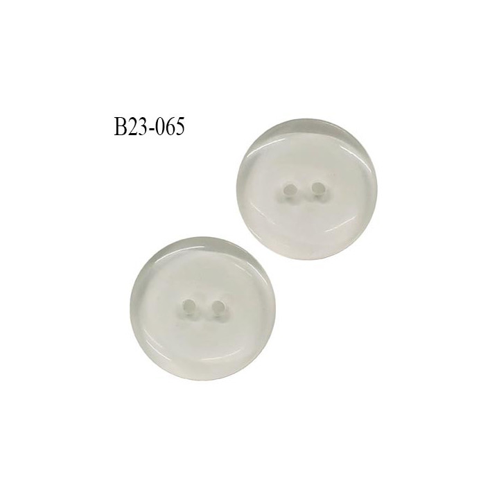 Bouton 23 mm transparent 2 trous diamètre 23 mm épaisseur 3.7 mm prix à l'unité
