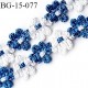 Galon ruban 15 mm à fleurs brodées superbe couleur bleu et blanc lumineux diamètre des fleurs 15 mm prix au mètre