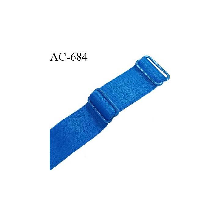 Bretelle 25 mm lingerie SG haut de gamme grande marque couleur bleu royal 2 barrettes longueur 32 cm prix à la pièce