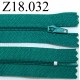 fermeture éclair longueur 18 cm couleur verte non séparable zip nylon largeur 2.5 cm