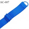 Bretelle lingerie SG 20 mm très haut de gamme couleur bleu royal satiné 1 barrette + 1 anneau longueur 38 cm prix à l'unité