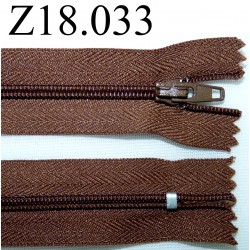 fermeture zip à glissière longueur 18 cm couleur marron non séparable zip nylon largeur 2.5 cm