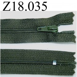 fermeture éclair longueur 18 cm couleur vert kaki non séparable zip nylon largeur 2.5 cm