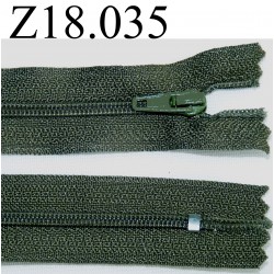 fermeture zip à glissière longueur 18 cm couleur vert kaki non séparable zip nylon largeur 2.5 cm