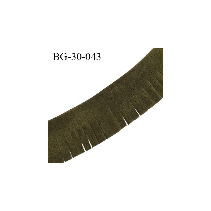 Galon franges 30 mm couleur vert façon cuir ou daim très doux largeur 30 mm prix au mètre