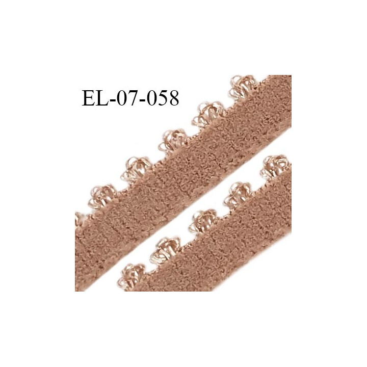 Elastique 7 mm lingerie haut de gamme fabriqué en France couleur praline largeur 7 mm + picots 3 mm prix au mètre