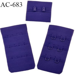 Agrafe attache 30 mm  de soutien gorge 3 rangées 2 crochets largeur 30 mm hauteur 60 mm couleur céleste fabriqué en France