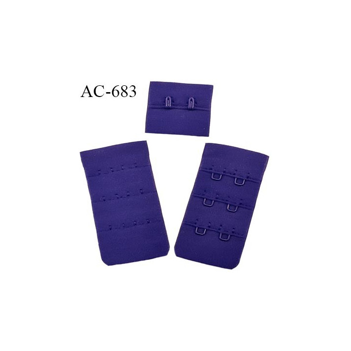 Agrafe attache 30 mm  de soutien gorge 3 rangées 2 crochets largeur 30 mm hauteur 60 mm couleur céleste fabriqué en France