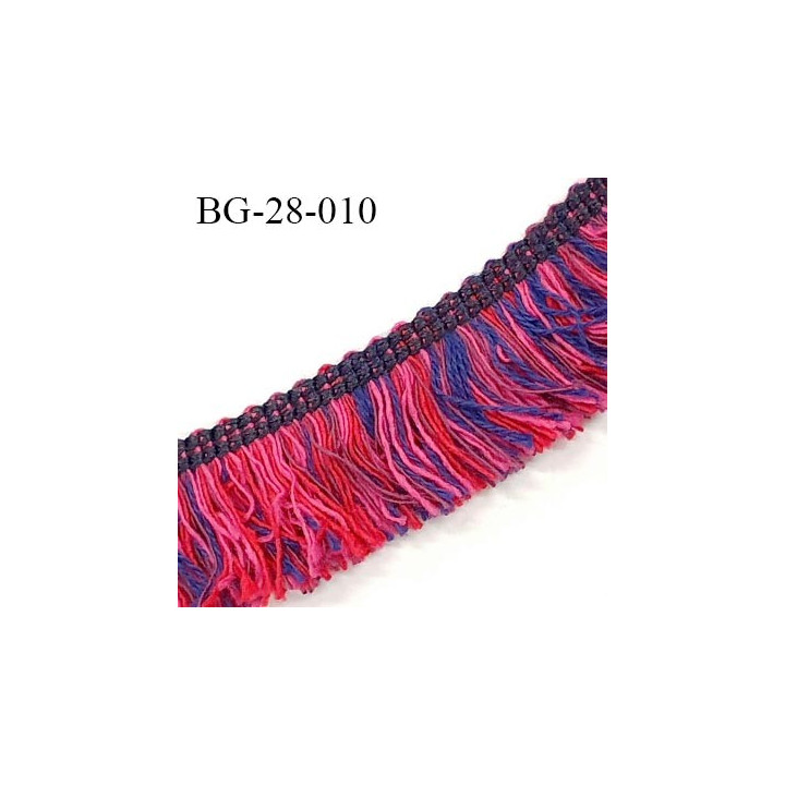 Galon franges 28 mm couleur rose violet et rouge largeur 28 mm prix au mètre