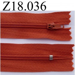 fermeture zip à glissière longueur 18 cm couleur rouille non séparable zip nylon largeur 2.5 cm