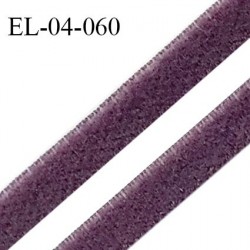 Elastique 4 mm fin spécial lingerie une face douce style velours couleur violet fabriqué en France largeur 4  mm prix au mètre