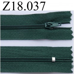 fermeture zip à glissière verte longueur 18 cm couleur vert non séparable zip nylon largeur 2.5 cm