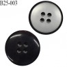 Bouton 25 mm en pvc 4 trous couleur gris brillant et contour noir diamètre 25 mm épaisseur 3.8 mm prix à l'unité