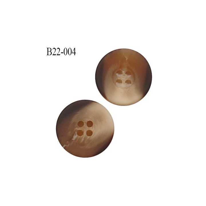 Bouton 22 mm 4 trous couleur beige et marron marbré diamètre 22 mm épaisseur 5.7 mm prix à l'unité