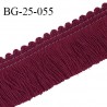 Galon franges 25 mm coton couleur bordeaux largeur de bande 7 mm + 18 mm de franges prix au mètre