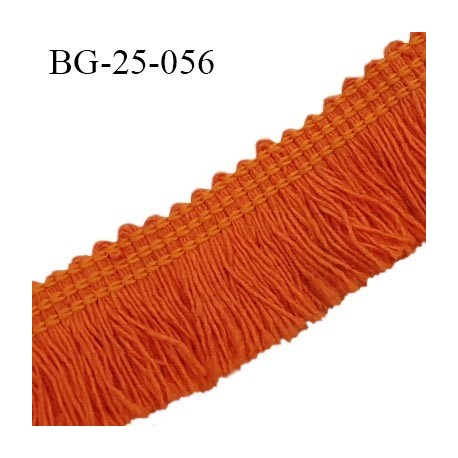 Galon franges 25 mm coton couleur orange largeur de bande 7 mm + 18 mm de franges prix au mètre