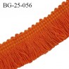 Galon franges 25 mm coton couleur orange largeur de bande 7 mm + 18 mm de franges prix au mètre