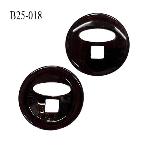 Bouton 25 mm en pvc 2 trous couleur noir diamètre 25 mm épaisseur 6 mm prix à l'unité