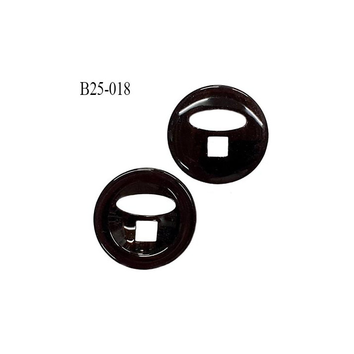 Bouton 25 mm en pvc 2 trous couleur noir diamètre 25 mm épaisseur 6 mm prix à l'unité
