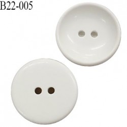 Bouton 22 mm en pvc 2 trous couleur naturel écru diamètre 22 mm épaisseur 5.2 mm prix à l'unité